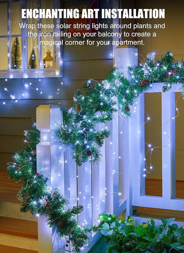 Minetom Solar String Lights, 2 Packs Total 66Ft 200 LED Solar Fairy Lights, Waterproof - Decorative Outdoor Light | Lumora