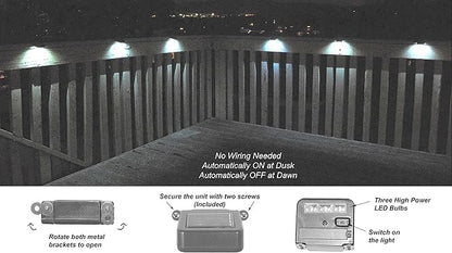 Solar Deck Lights – Outdoor LED Stairway & Alarm Sign Mini Spotlights, Weather‑Resistant, Set of 6