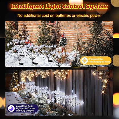 4 Pack Christmas Solar Snowflake Lights Winter Outdoor Decoration 40 LED with 2 Modes Solar Lights Xmas Decorations Outdoor for Garden Yard Pathway Walkway
