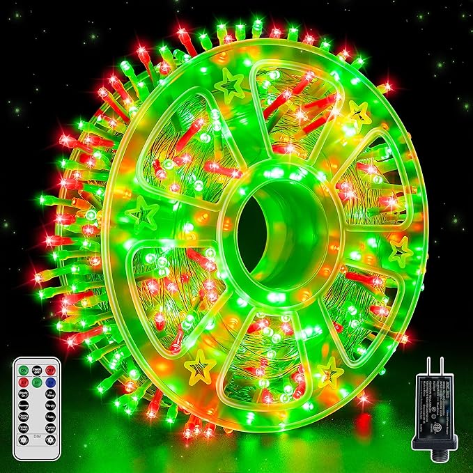 Christmas Lights 600 LED 98FT, Waterproof Outdoor String Lights with Remote and Timer, 8 Modes Dimmable Fairy | Lumora