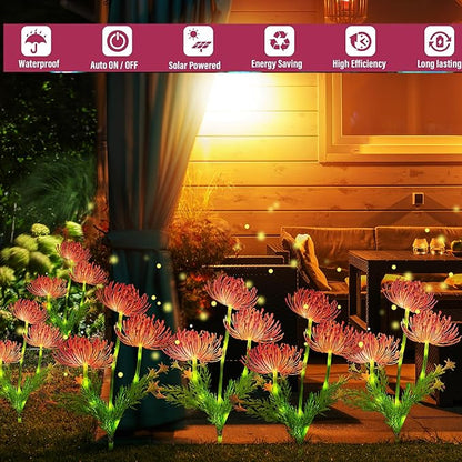 Solar Garden Lights Glowing Flowers & Stems, Outdoor Garden Decoration, Yard Decor