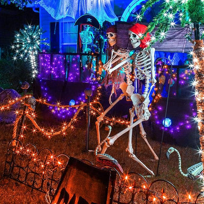 weillsnow 164FT 500 LED Orange Halloween Lights, 8 Modes Waterproof Plug in String Lights for Halloween Indoor Outdoor Yard Party Wedding Garden Home Decorations (Orange)