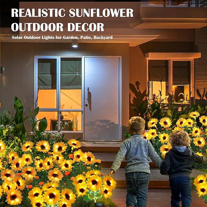 Solar Garden Lights - Solar Sunflower Outdoor Decorative Stake Lights Waterproof, Updated 60 LED Solar Flower | Lumora