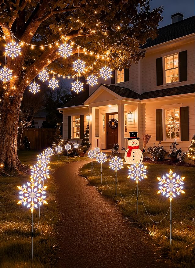 Brightown Star Christmas Pathway Lights Outdoor Christmas Decorations Yard Sidewalk Walkway Driveway Marker Stake