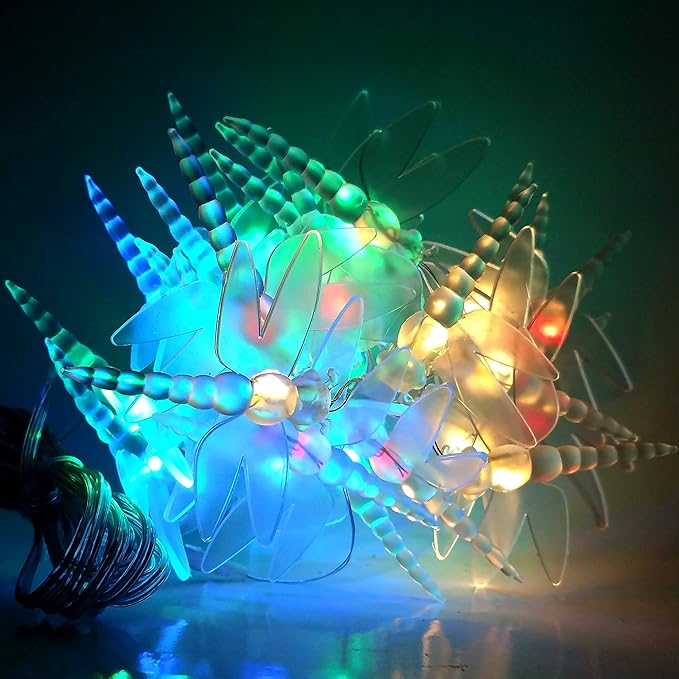Hometown Evolution, Inc. Solar Powered Dragonfly String Lights - 30 LED Multi Colored, 8 Modes, Outdoor Waterproof for Gardens, Patios, Yards, Home, Parties and More