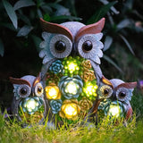 Solar Garden Statue Owl Decor – Cute Owl Family Figurines with LED Succulent Lights, Waterproof Outdoor Yard Art | Lumora
