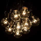 Hometown Evolution, Inc. 50 Foot Globe String Lights - Set of 50 G40 Clear Bulbs - Black Wire (+ 2 Free Spares) for | Lumora