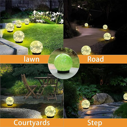 Solar Lights Outdoor Waterproof Powered-Clear Glass Globes Lights for Patio, Yard, Camping, Garden, Stylish Portable Lighting for Homeowners & Enthusiasts (Green)