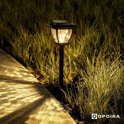Solar Pathway Lights, Super Bright Solar Lights Outdoor Waterproof, 4 Pack Glass Solar Garden LED Lights, Landscape Lighting Decorative for Path, Yard, Patio, Walkway, Driveway,Slate Black