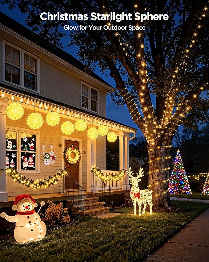 Brightown Outdoor Christmas Decorations-Starlight Sphere, Replaceable Bulbs with Add-On Plug, Lighted Sphere Balls | Lumora