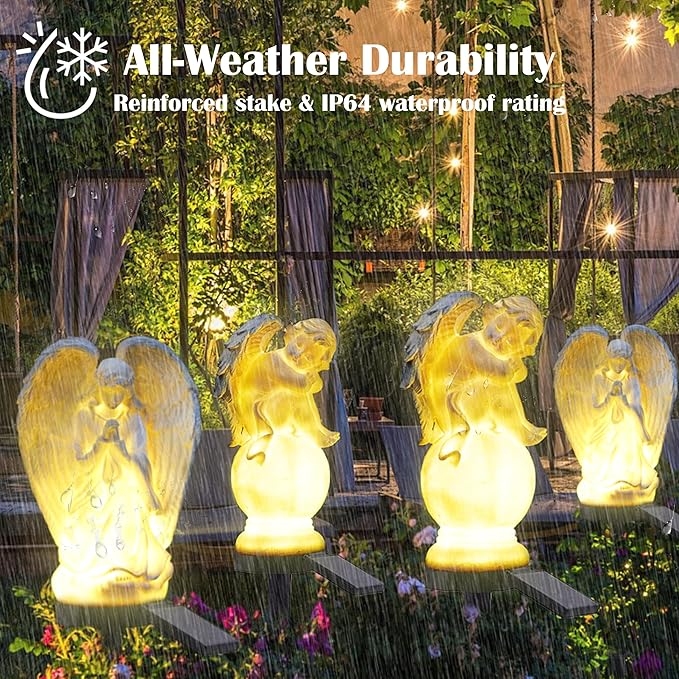 SunKite Angel Garden Solar LED Light Outdoor Waterproof Decorative Stake Lights for Yard Patio Pathway Lawn Ornaments Garden Decor Christian Christmas Decorations Gifts
