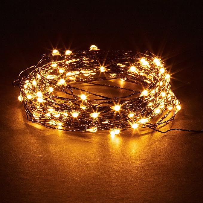 Orange Fairy Holiday String Lights, 33 ft / 10 m - 300 LED Orange Twinkle Firefly Lights for Indoor or Outdoor | Lumora