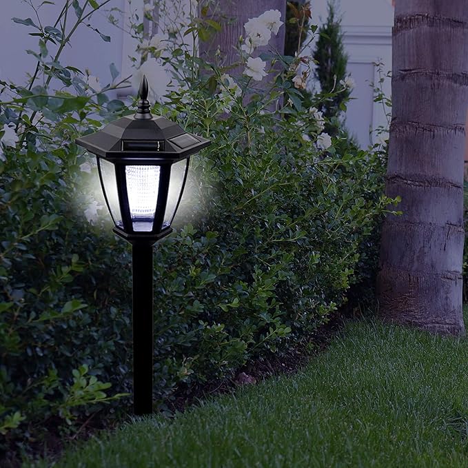 Alpine Corporation 8" Tall Hanging/Wall/Stake Outdoor Solar Powered Lantern with LED Light