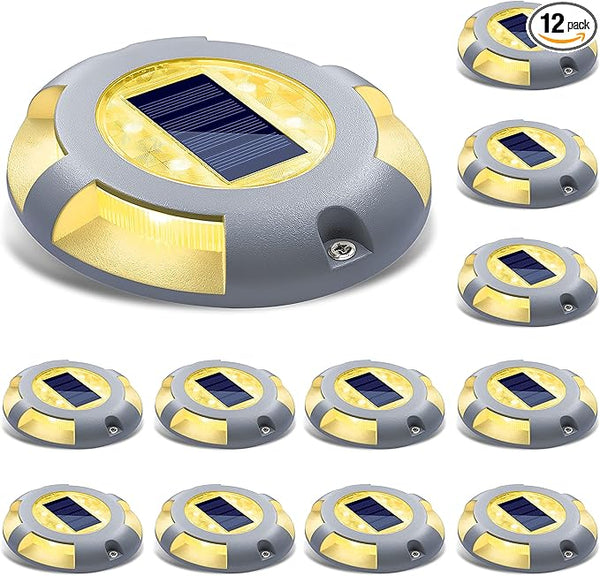 SIEDiNLAR Solar Deck Lights Driveway Dock LED Light Solar Powered Outdoor Waterproof Road Markers for Pathway Step | Lumora