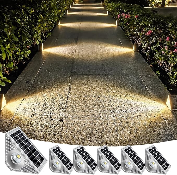 Solar Step Lights Outdoor Waterproof, 6 Pack Triangle LED Deck Lights, IP65 Waterproof Solar Powered Lights for | Lumora