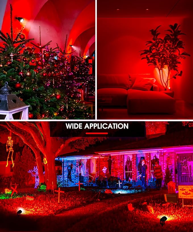 L LOHAS LED Red Spotlight Outdoor, Tree Spot Lights for Yard, Auto On/Off 5W 120V Landscape Lighting for House | Lumora