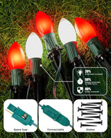 Frosted C9 Christmas Lights Outdoor, 25.7 Ft Christmas Pathway Lights with 20 LED Bulbs and Stakes, Connectable | Lumora