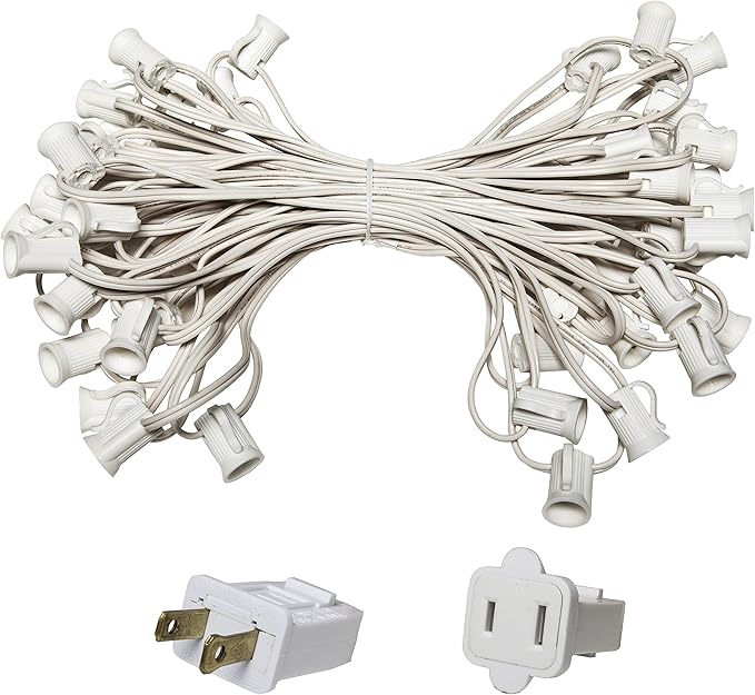C7/E12 Light Stringer, E12 Sockets, 12” Socket Spacing, Outdoor String Light Patio Stringer Christmas Lights | Lumora