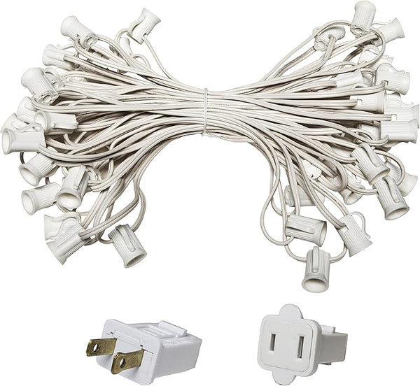 C7/E12 Light Stringer, E12 Sockets, 12” Socket Spacing, Outdoor String Light Patio Stringer Christmas Lights | Lumora
