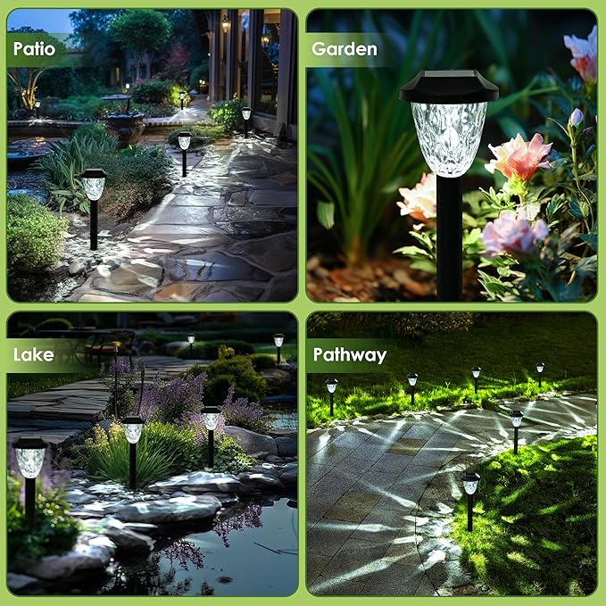 Solar Outdoor Lights Waterproof,Solar Pathway Lights Outdoor with Great Pattern, Auto On/Off Garden Decor for Outside Garden Walkway Driveway Pathway(10 Pack)