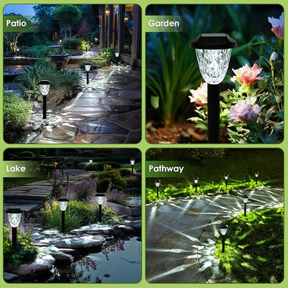 Solar Outdoor Lights Waterproof,Solar Pathway Lights Outdoor with Great Pattern, Auto On/Off Garden Decor for Outside Garden Walkway Driveway Pathway(10 Pack)