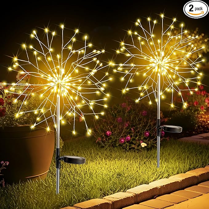 suddus Solar Garden Lights Outdoor Waterproof Decorative, Upgrade 2Pack 150LED Firework Lights, Solar Fairy Lights | Lumora
