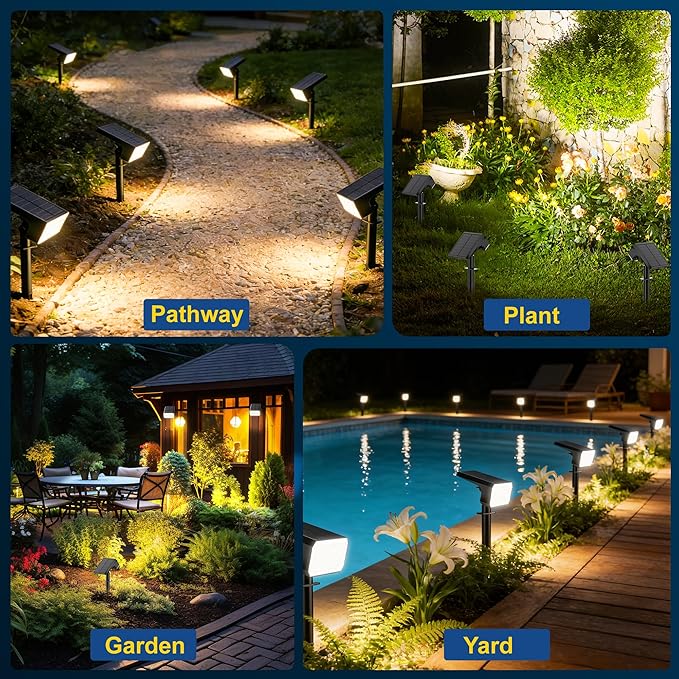 LANSOW 12 Pack Solar Spot Lights Outdoor Waterproof IP67, (90 LED/4 Modes) Solar Landscape Spotlights, 2-in-1 Solar | Lumora