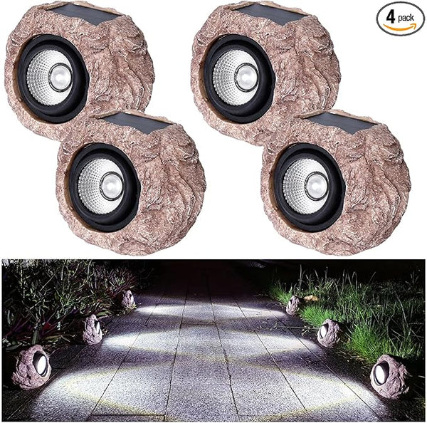 4 Pack Solar Rock Lights Outdoor, Super Bright Solar Garden Stone Spotlight, Led Landscape Lighting for Pathway | Lumora