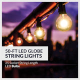 Newhouse Lighting 48ft. 25-Socket Smart LED String Outdoor Lights, Smart Life App,Works with Alexa,Dimmable Outdoor | Lumora