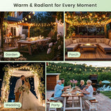 150FT Solar String Lights Outdoor with Remote, USB, Timer & 62 Shatterproof Bulbs, 2200K Soft Warm White, Dimmable | Lumora