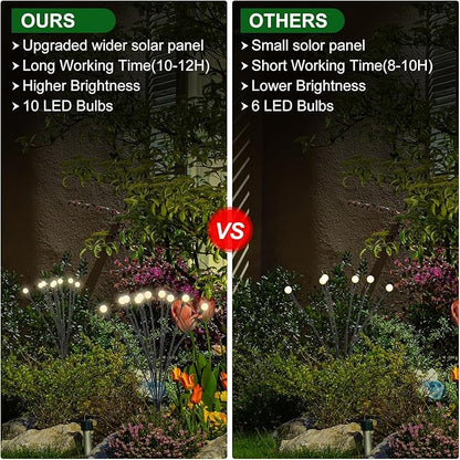 PATIKIL Solar Garden Lights - 10 LED Lamp Solar Swaying Firefly Light, Sway by Wind, Waterproof Solar Outdoor Lights for Path Landscape, Yard Patio Pathway Decoration (4PCS)