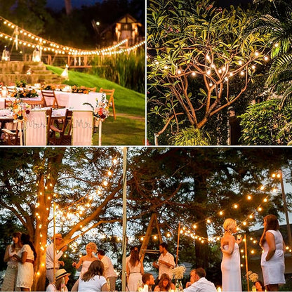 200FT(2 x100FT) G40 Solar String Lights, Globe Outdoor String Lights with 104 E12 Waterproof LED Bulbs, 2700K Shatterproof Patio Lights, Solar Powered Hanging Lights for Christmas Patio Backyard Porch