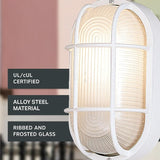 Designers Fountain Outdoor Wall Light, 5 Inch Oval Bulkhead Lighting Fixture with Cage Guard, Porch or Patio | Lumora
