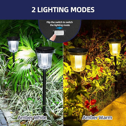 Solar Lights for Outside 7 Pack, Super Bright Solar Pathway Lights Waterproof,Up to 14 Hrs Auto On/Off Solar Garden Lights, Solar Powered Landscape Lighting for Path Yard Garden Walkway