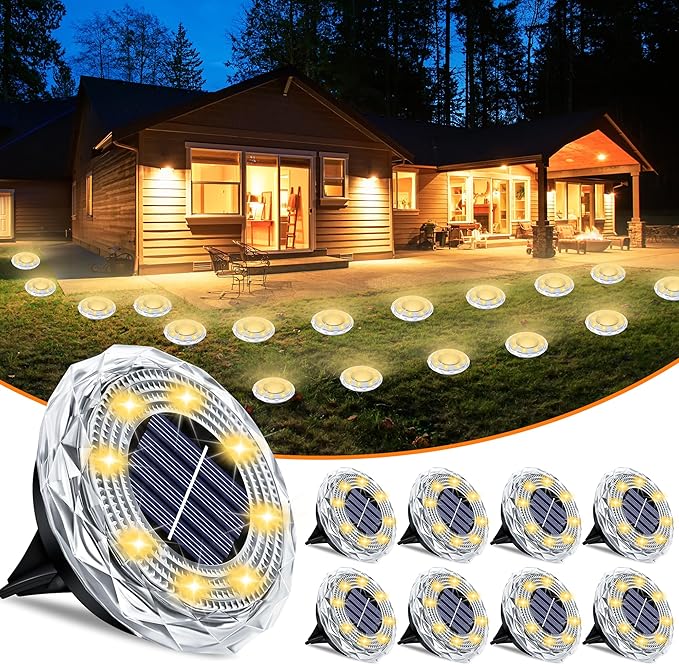 Solar Ground Lights 8 Pack Waterproof Outdoor Solar Lights for Yard Led Solar Garden Lights Bright Solar Powered | Lumora