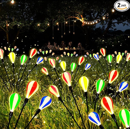 Brizled Solar Lights Outdoor, 2 Pack 6 LED Solar Garden Lights Warm White, 2 Mode Outside Pathway Light Waterproof Backyard Swaying Decorative Lighting for Lawn Patio Yard Fence Garden Pathway Decor