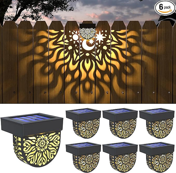 Solar Fence Lights 6 Pack Solar Deck Lights Waterproof LED Powered Step Wall Lanterns Outdoor Decorations Warm | Lumora