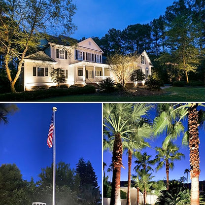 SUNVIE LED 40W Spot Lights Outdoor 5000K Daylight White Plug in Flag Pole Light 120V Ultra Bright Landscape Spotlights for Yard House Tree Lawn Signage Outdoor Spotlight with Stake & 5.5FT Cord