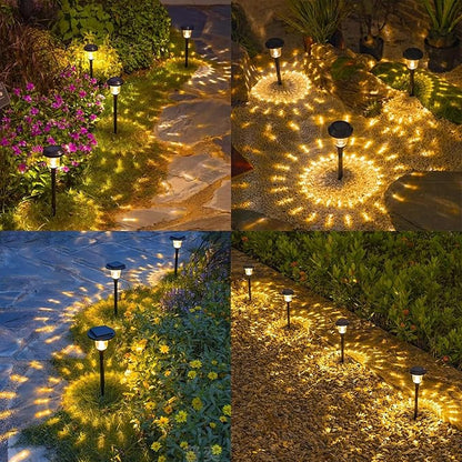 Solar Pathway Lights Waterproof, Warm Yellow Solar Post Cap Lights Auto On/Off, Outdoor Landscape Path Lights for Driveway Balcony Garage Patio