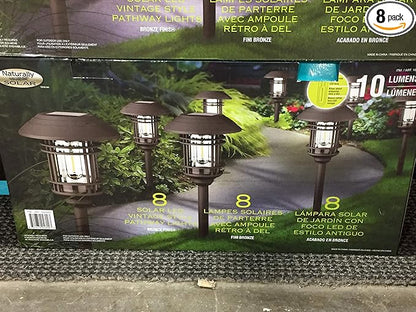 Naturally BIG Solar 8 pc Solar LED Vintage Style Pathway Lights w/ Bronze Finish