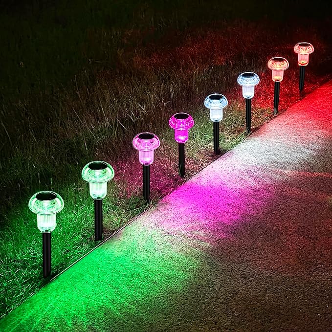 Solar Pathway Lights Outdoor 12 Packs, LED Driveway Light Solar Powered, Garden Decor, Mushroom SolarLights Outdoor Waterproof for Outside Yard, Sidewalk, Lawn, Patio, Landscape, Easter, Christmas