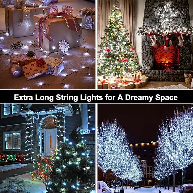 164Ft 500 LED White Christmas Lights, Waterproof 8 Twinkle with Memory Functions Christmas Tree Lights for Indoor | Lumora