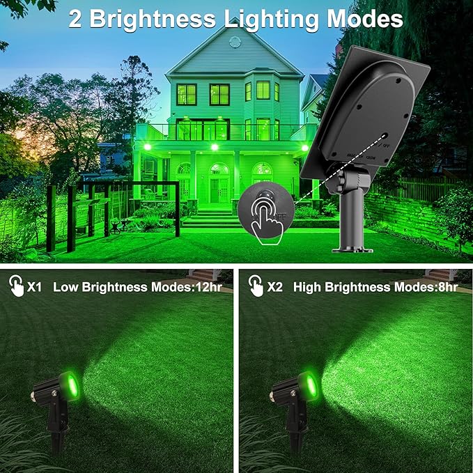 Green Solar Spot Lights Outdoor, 2 Pack Solar Landscape Spotlights IP65 Waterproof 9.8ft Cable, Auto On/Off Outdoor | Lumora