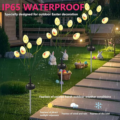 Solar Easter Egg Stake Lights 2 Pack,20 LED Waterproof Swaying Firefly Solar Lights for Outdoor Easter Decor - Garden Pathway, Lawn, Patio, Yard Landscape Decoration