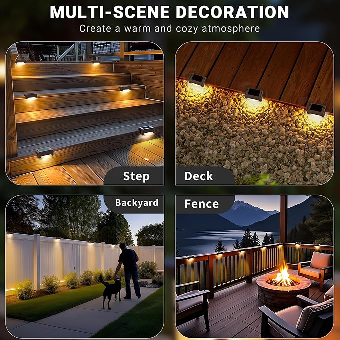 SOLPEX Solar Deck Lights, Solar Step Lights for Outside Waterproof Led Stair Light for Outdoor Fence, Balcony | Lumora