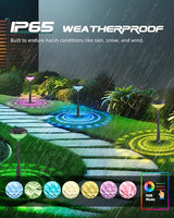 6 Pack Solar Garden Lights, RGB + Warm White LED, Solar Powered Outdoor Lights for Yard, Lawn, Walkway, Christmas & | Lumora