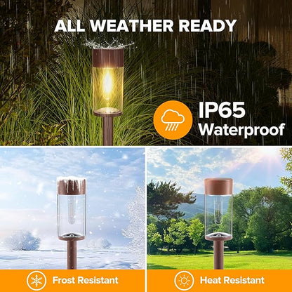 UME 10 Pack Solar Pathway Lights Outdoor Black & 10 Pack Solar Pathway Lights Outdoor Bronze