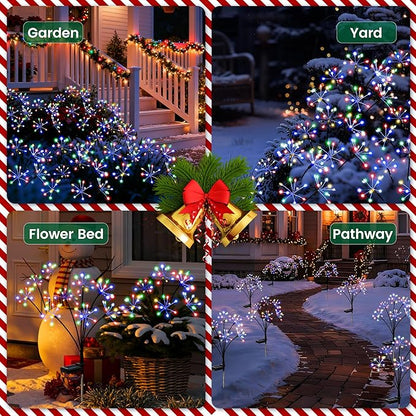 Solar Garden Lights Outdoor, Solar Garden Decor, Solar Fairy Lights, Gardening Supplies, Solar Powered Lights Waterproof for Yard Patio, Fairy Decor Firwork(4 Pack Multi-Colored)