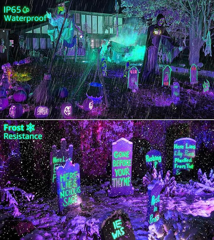 SUNVIE 1 Pack Halloween Spotlights Outdoor Black Light with Photocell Sensor 10W Blacklight Spotlight Waterproof LED Black Light Halloween Spot Lights 120V Purple Spotlight for Glow Party Fluorescent
