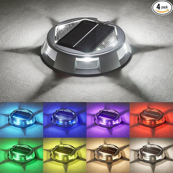 VOLISUN Solar Driveway Dock Deck Markers Marine Lights 4 Pack,9 Colors in 1 Led IP67 Waterproof Outdoor Warning | Lumora